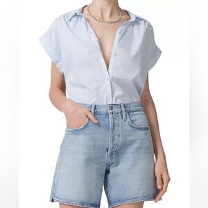 CITIZENS OF HUMANITY Penny Short Sleeve Cotton Blouse